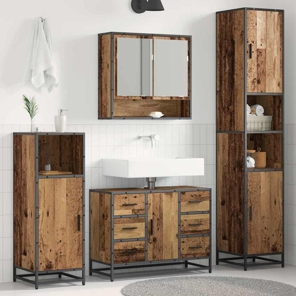 vidaXL Badezimmermöbel-Set mit Schubladen 3 pcs Altholz Holzwerkstoff