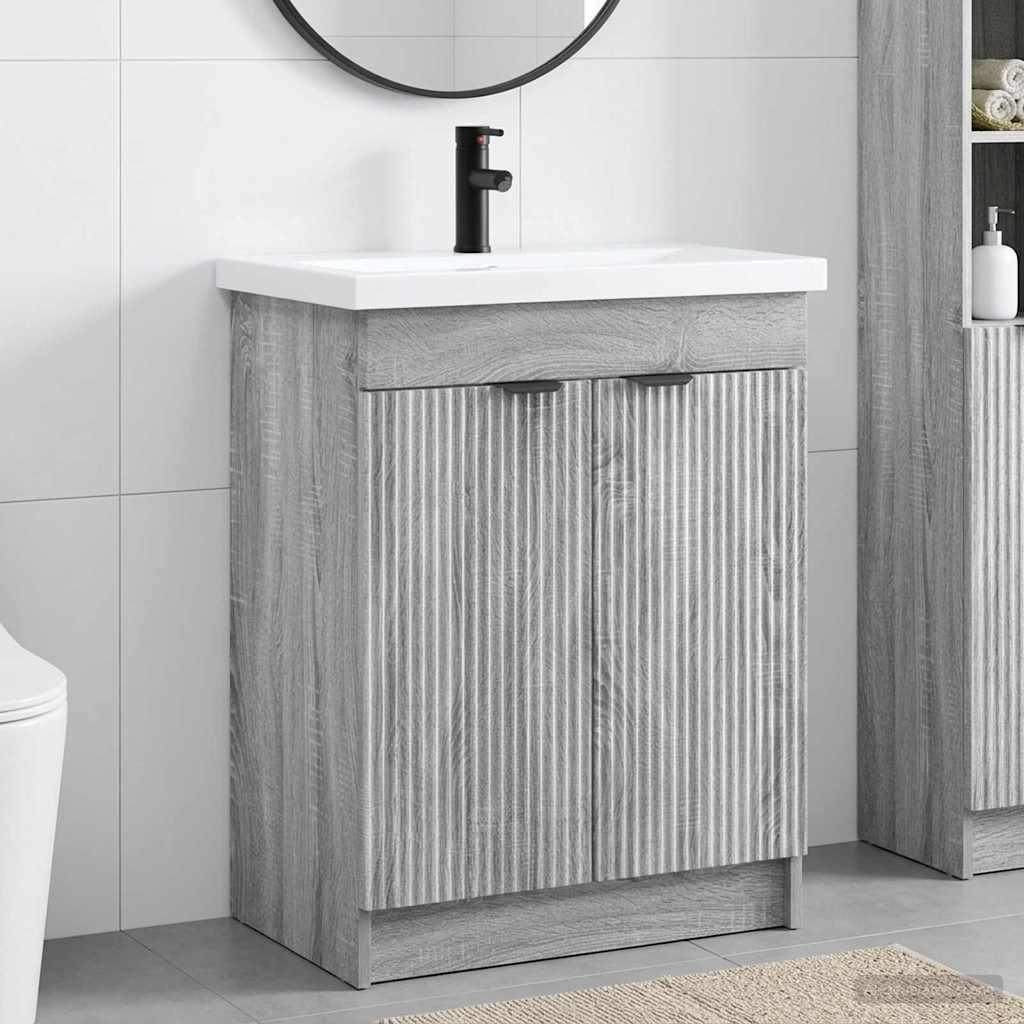 vidaXL Badezimmermöbel-Set Grau Sonoma 78,5 x 37,5 x 81 cm