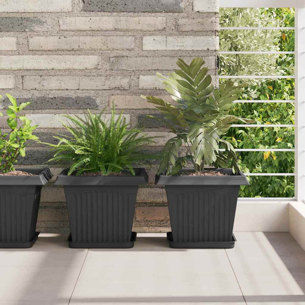 vidaXL Blumentöpfe 24 pcs Schwarz 28,5 x 28,5 x 22 cm Kunststoff