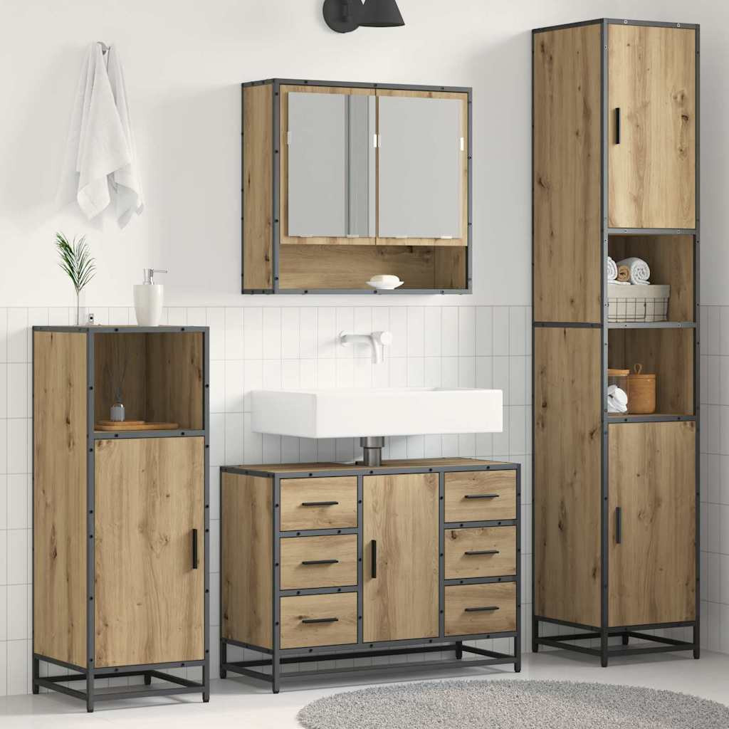 vidaXL Badezimmermöbel-Set 3 Stk. Artisan-Eiche 90 x 33 x 60 cm