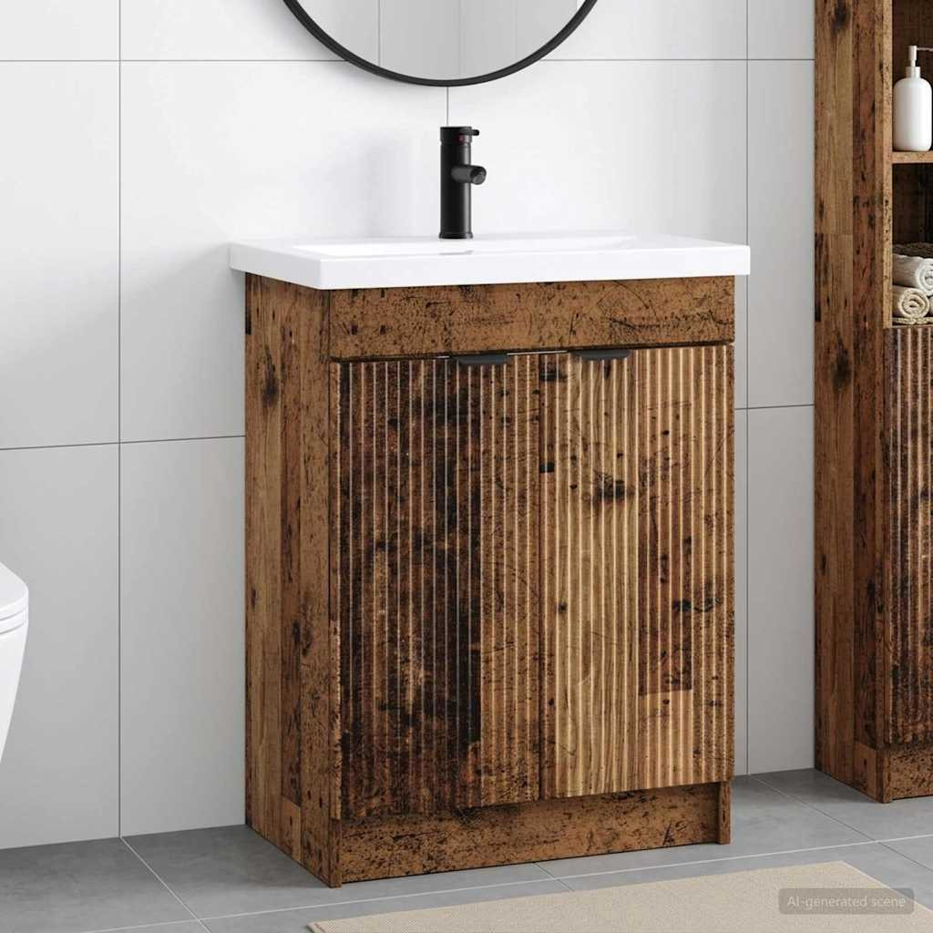 vidaXL Badezimmermöbel-Set Altholz 78,5 x 37,5 x 81 cm Holzwerkstoff