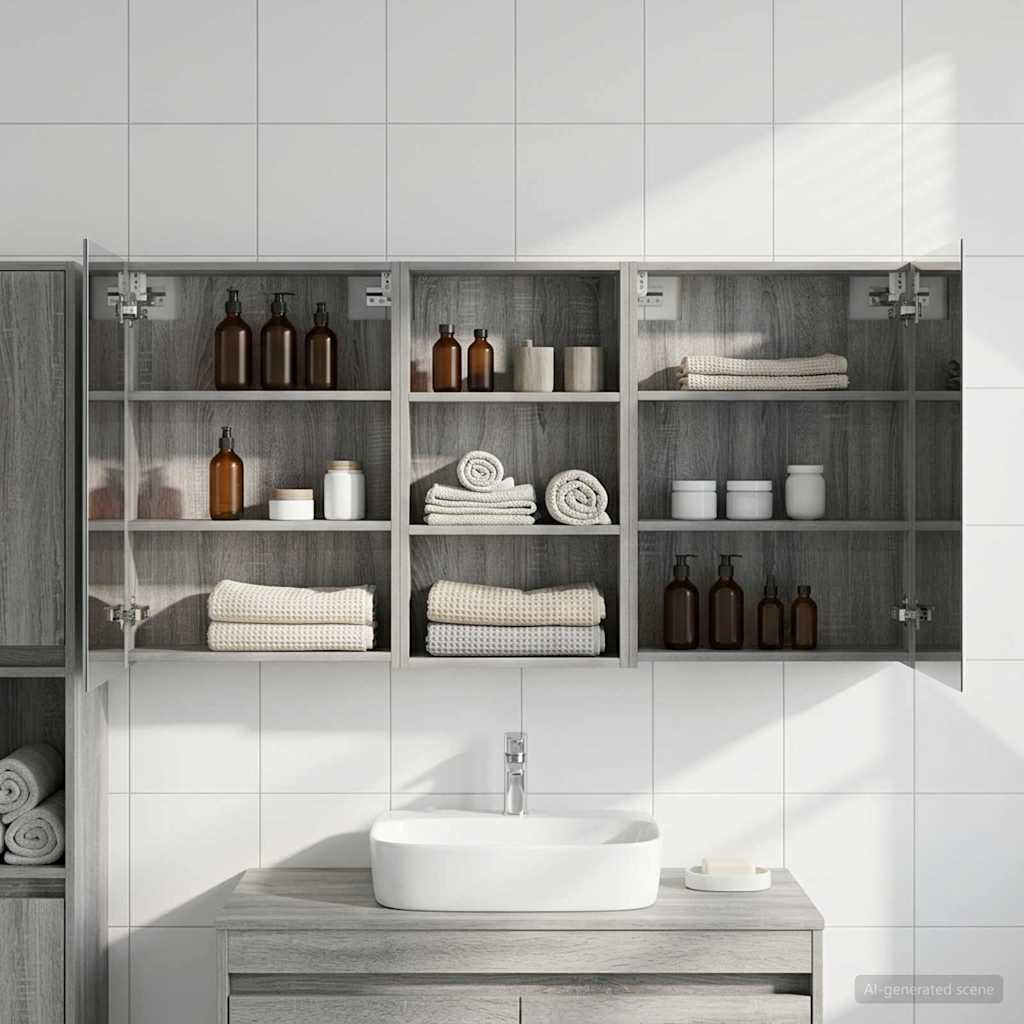 vidaXL Badezimmerschrank-Set 3 pcs 140 x 14,5 x 70 cm Holzwerkstoff