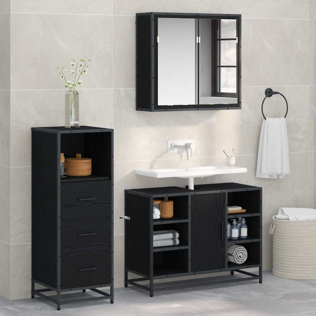 vidaXL Badezimmermöbel-Set mit Schubladen 3 pcs Altholz Holzwerkstoff