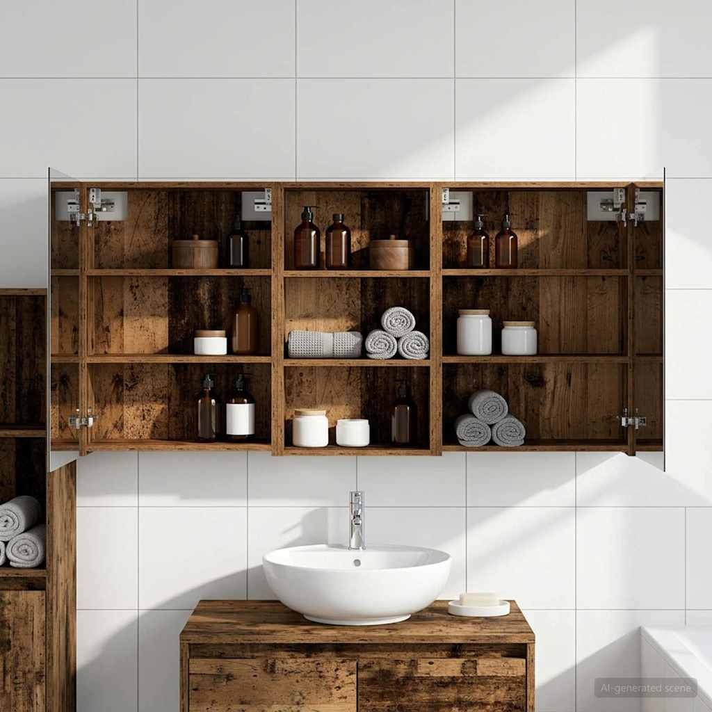 vidaXL Badezimmerschrank-Set 3 pcs 140 x 14,5 x 70 cm Holzwerkstoff