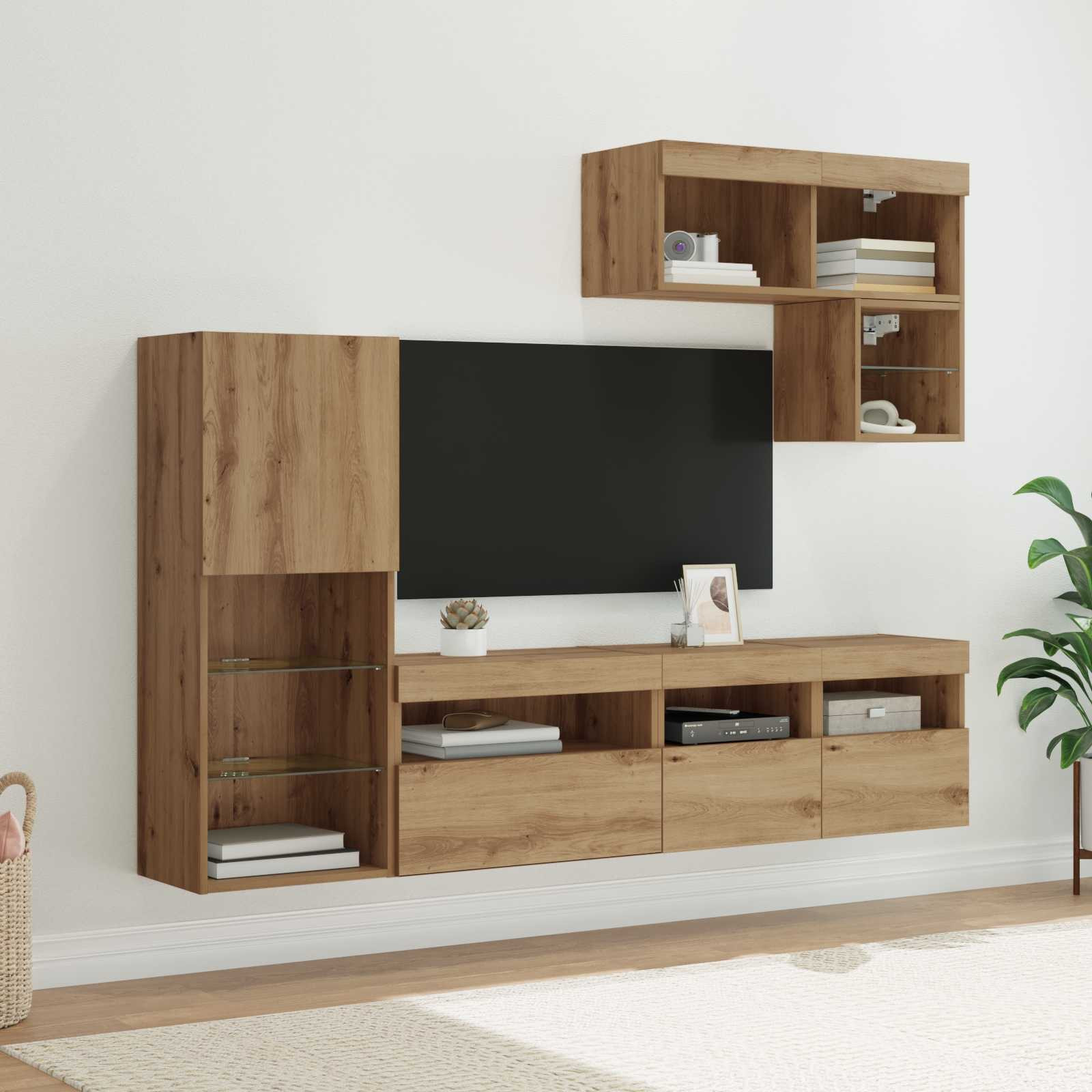 vidaXL TV-Wandgeräte 6 pcs Artisan-Eiche Holzwerkstoff