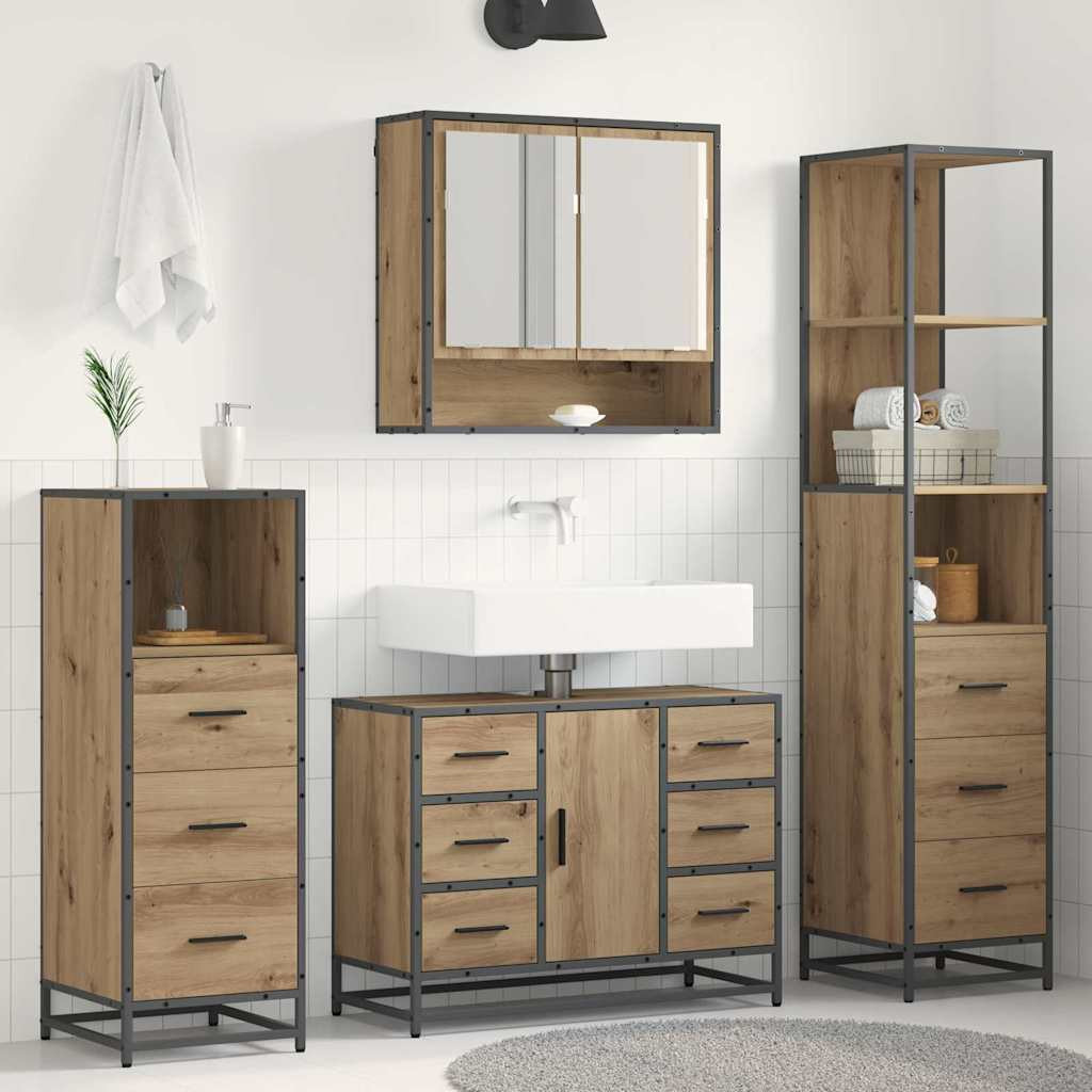 vidaXL Badezimmermöbel-Set 3 Stk. Artisan-Eiche 35 x 37,5 x 166 cm