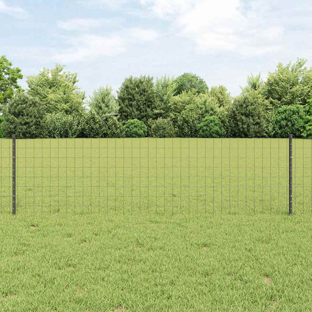 vidaXL Euro-Zaun mit Pfosten 50 x 0,6 m PVC-beschichteter Stahl Grau