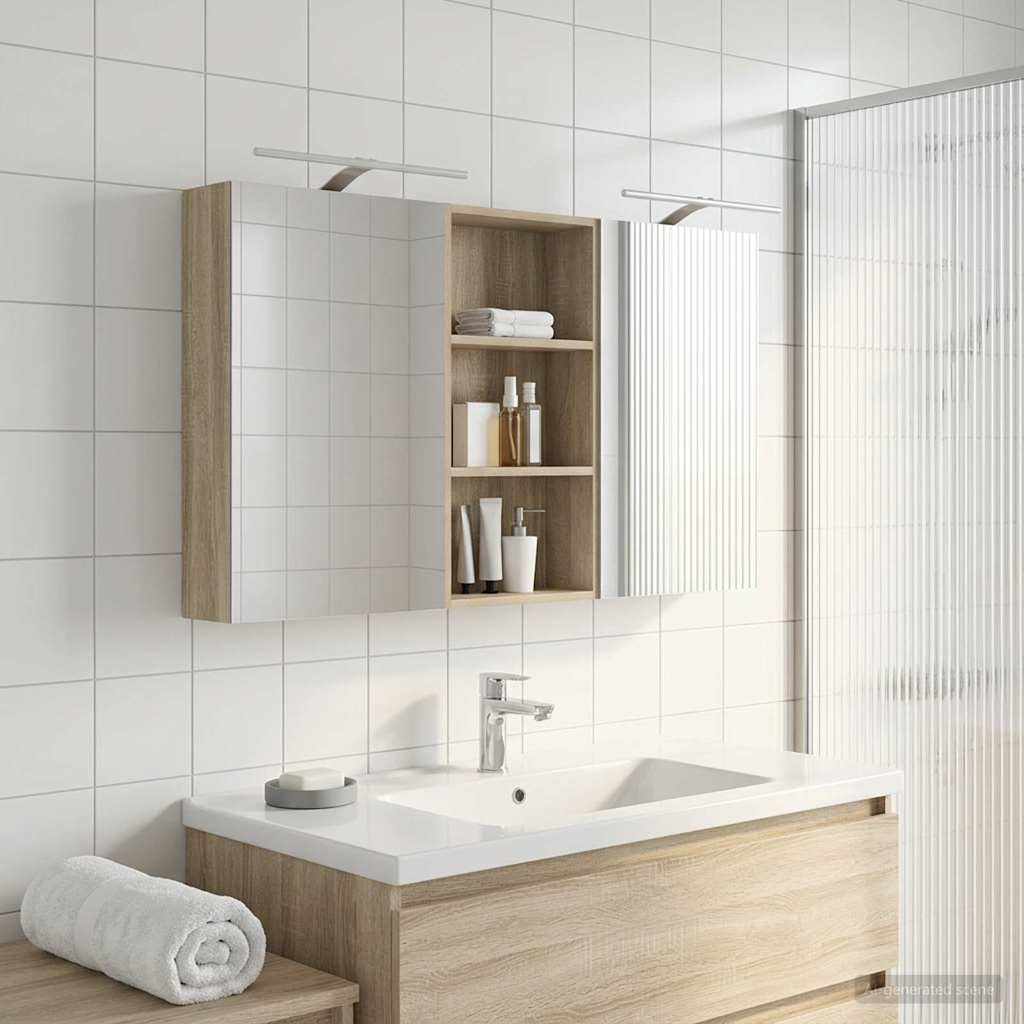 vidaXL Badezimmerschrank-Set 3 pcs 140 x 14,5 x 70 cm Holzwerkstoff