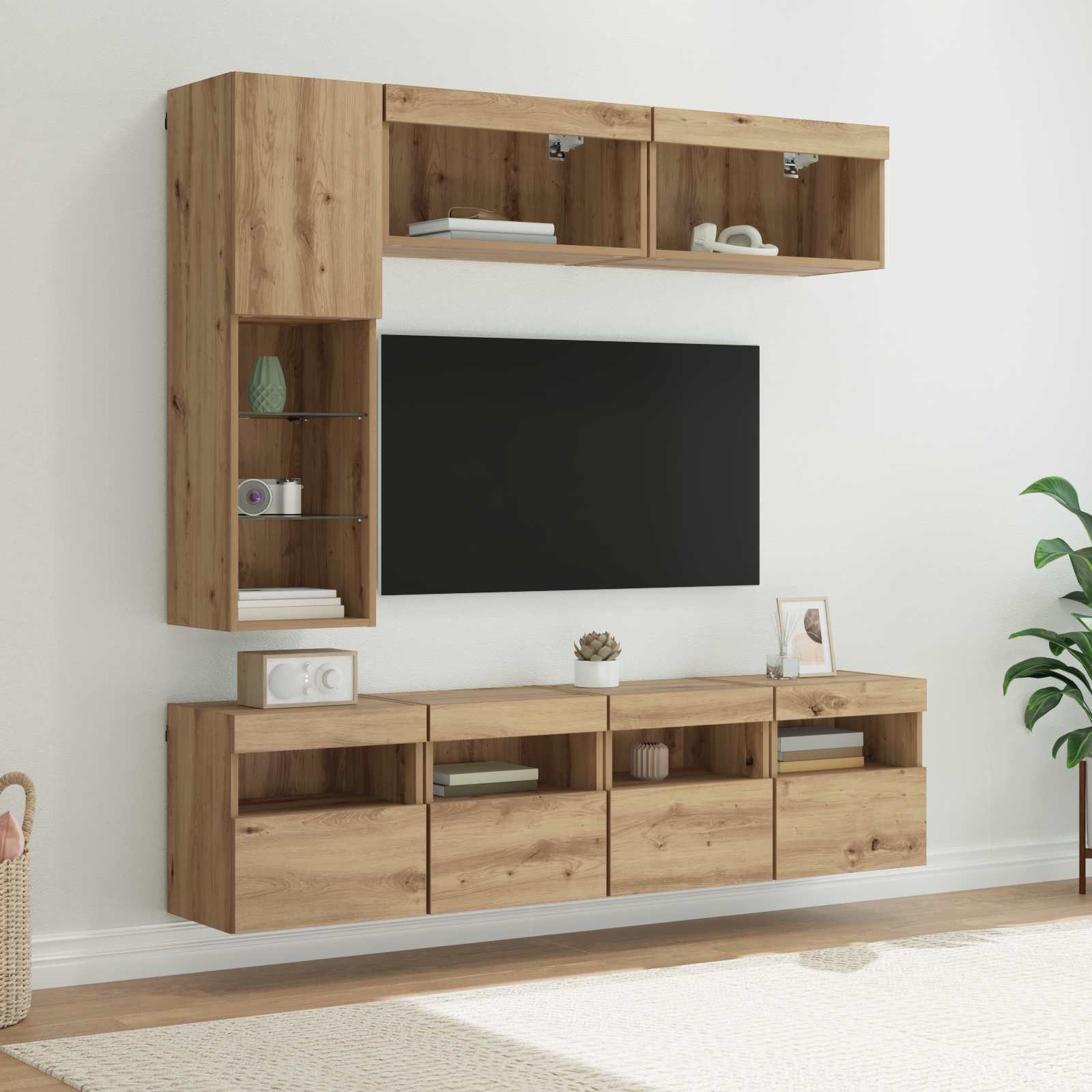vidaXL TV-Schränk 7 pcs Artisan-Eiche Holzwerkstoff