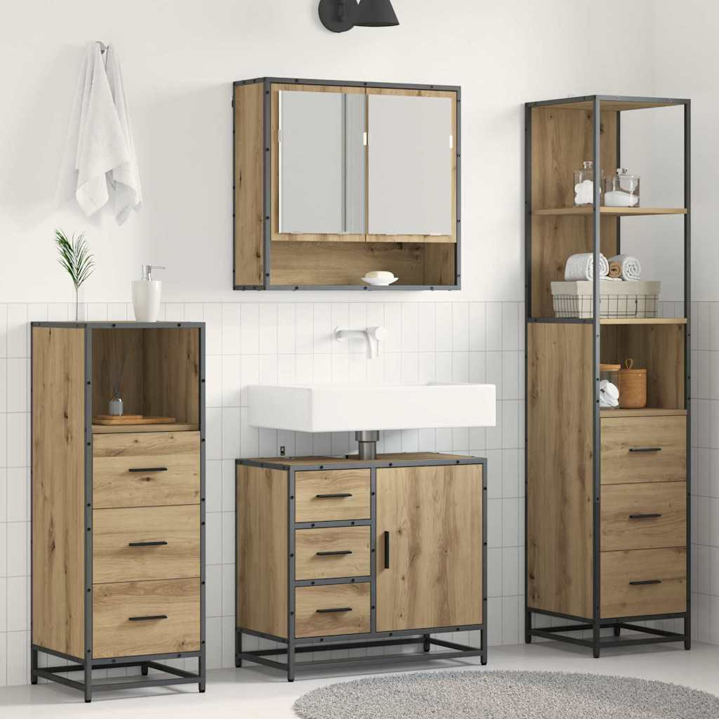 vidaXL Badezimmermöbel-Set 4 Stk. Artisan-Eiche 65 x 33 x 60 cm