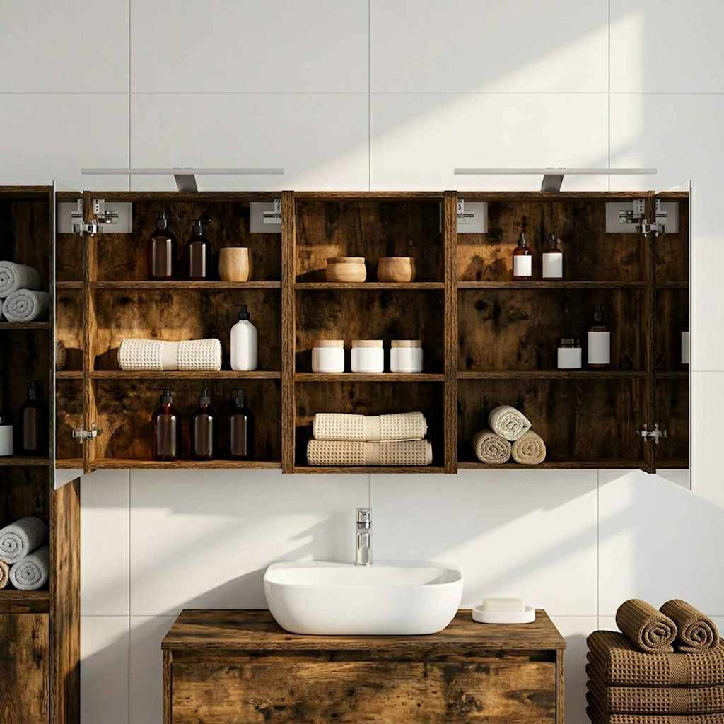 vidaXL Badezimmerschrank-Set 3 pcs 140 x 14,5 x 70 cm Holzwerkstoff