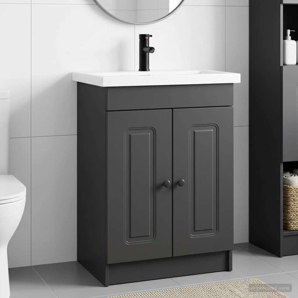 vidaXL Badezimmermöbel-Set Schwarz 78,5 x 37,5 x 81 cm Holzwerkstoff