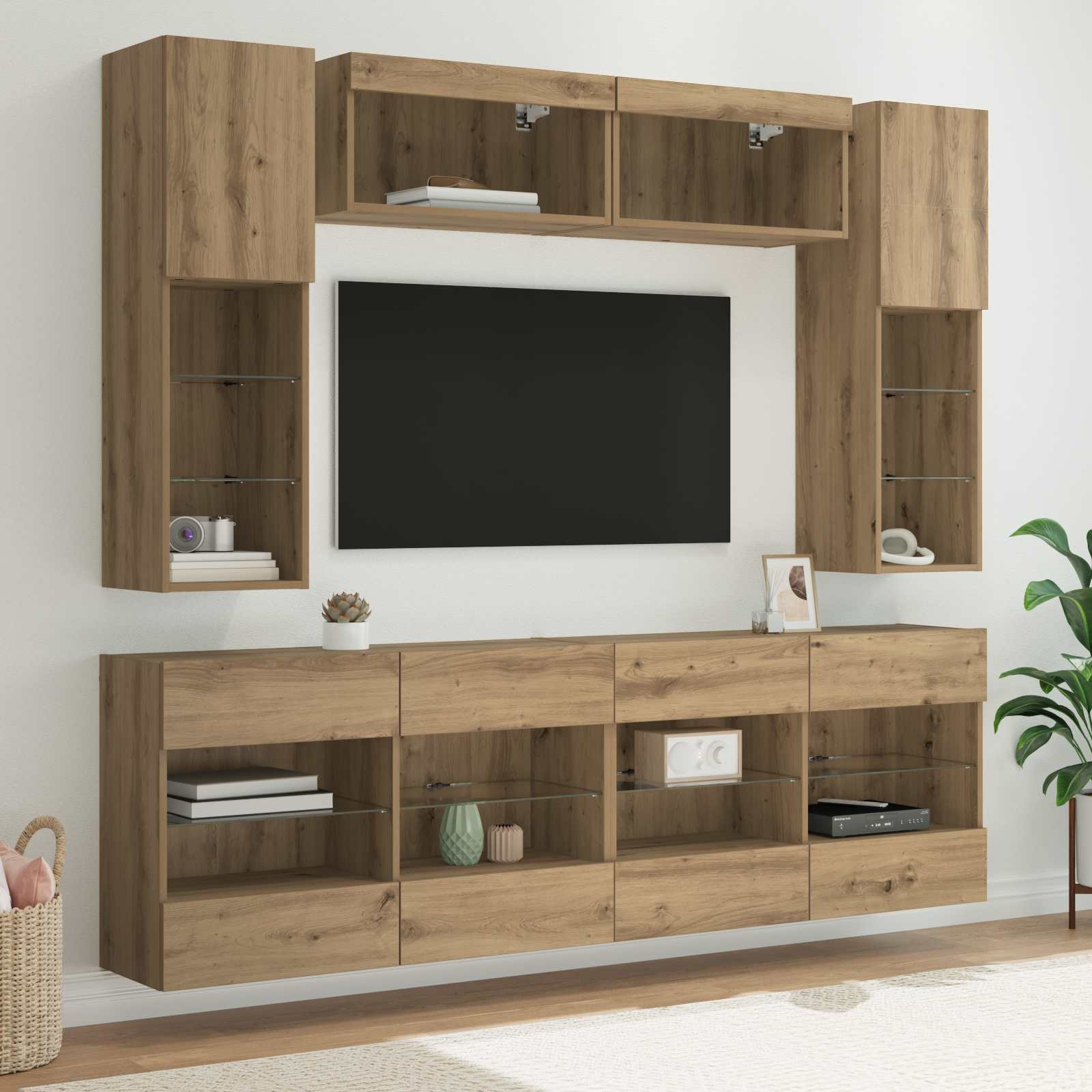 vidaXL TV Wandmöbel Set 6 pcs Artisan-Eiche Holzwerkstoff