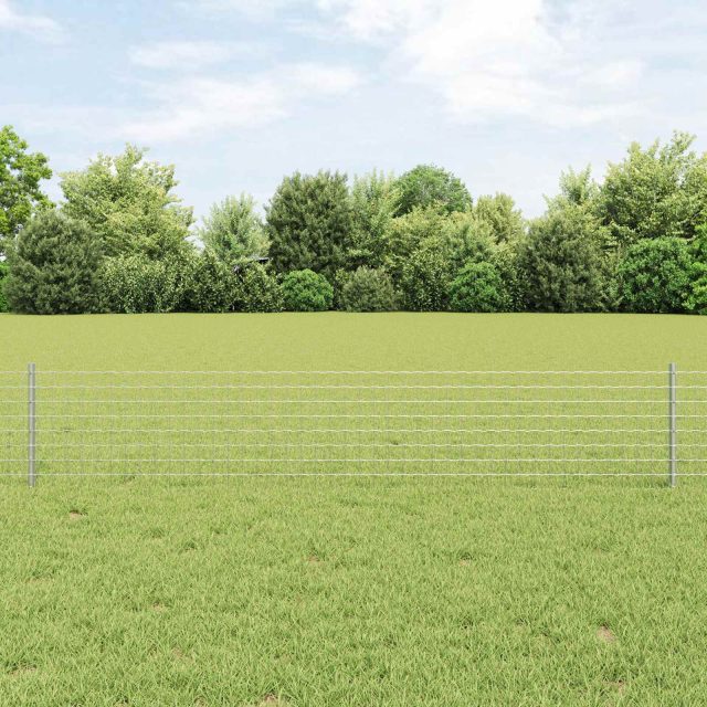 vidaXL Euro-Zaun mit Pfosten 10 x 0,4 m Verzinkter Stahl Silber Netz