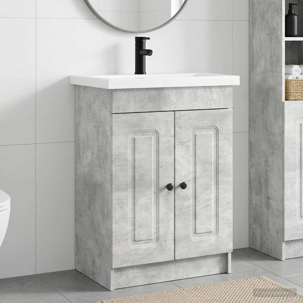vidaXL Badezimmermöbel-Set Betongrau 78,5 x 37,5 x 81 cm Holzwerkstoff