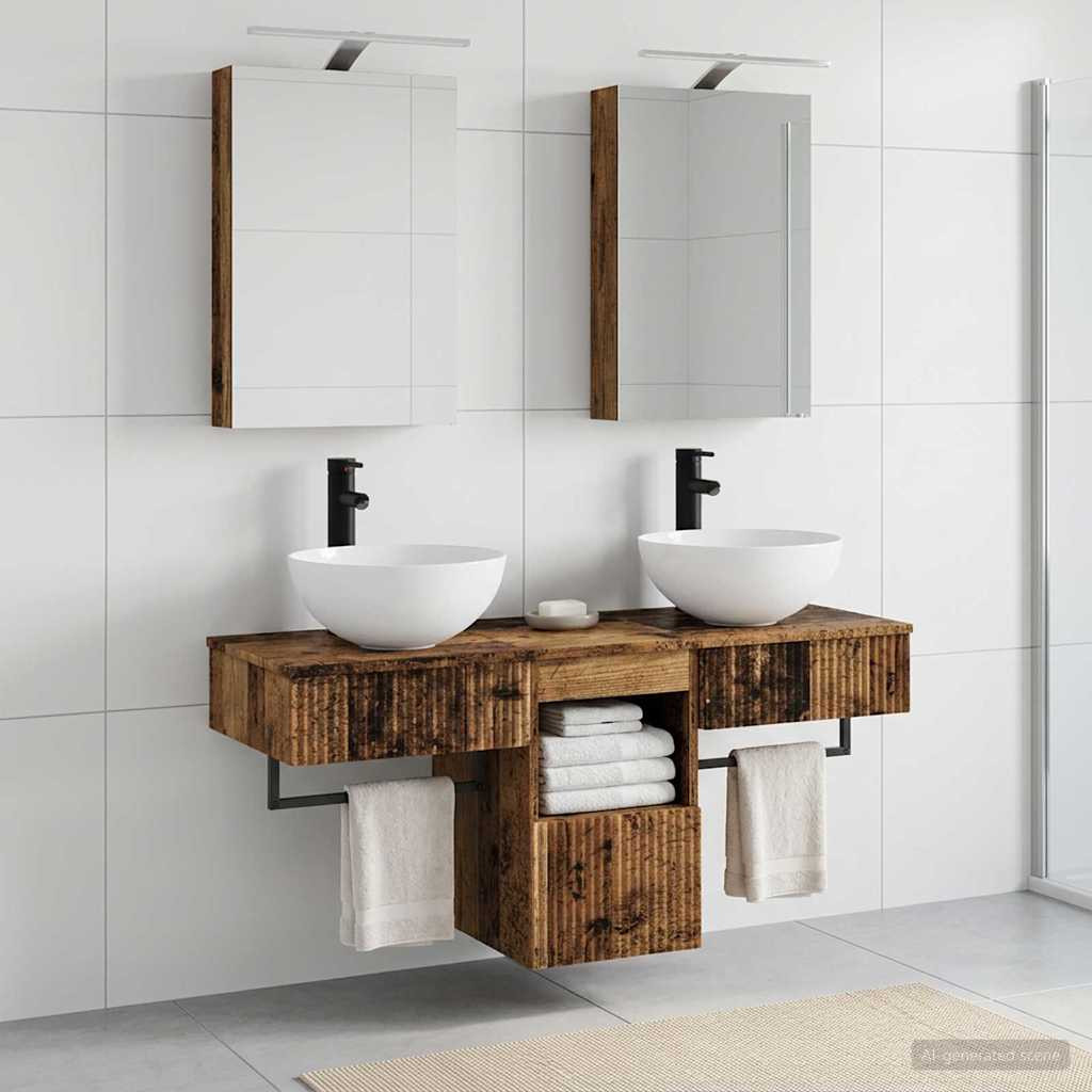 vidaXL Badezimmerschrank-Set 5 pcs Altholz 40 x 10,5 x 60,5 cm
