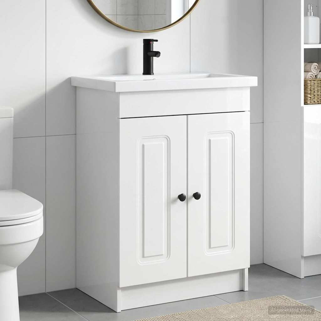 vidaXL Badezimmermöbel-Set Hochglanz Weiß 78,5 x 37,5 x 81 cm