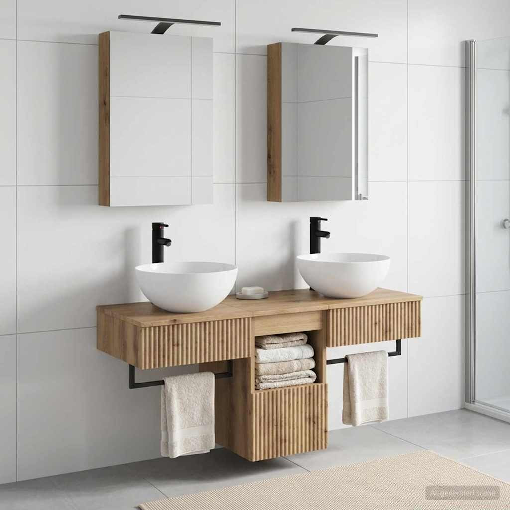 vidaXL Badezimmerschrank-Set 5 Stk. Artisan-Eiche Holzwerkstoff