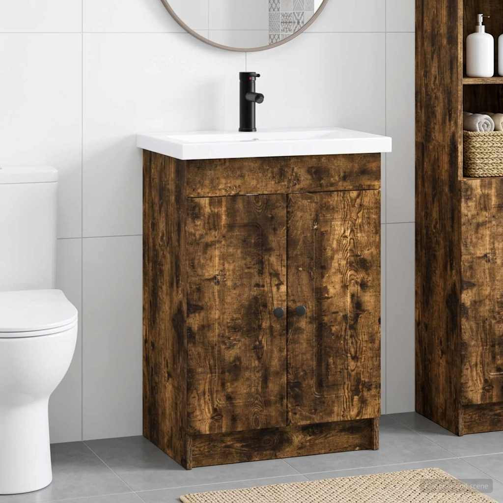 vidaXL Badezimmermöbel-Set Geräucherte Eiche 78,5 x 37,5 x 81 cm