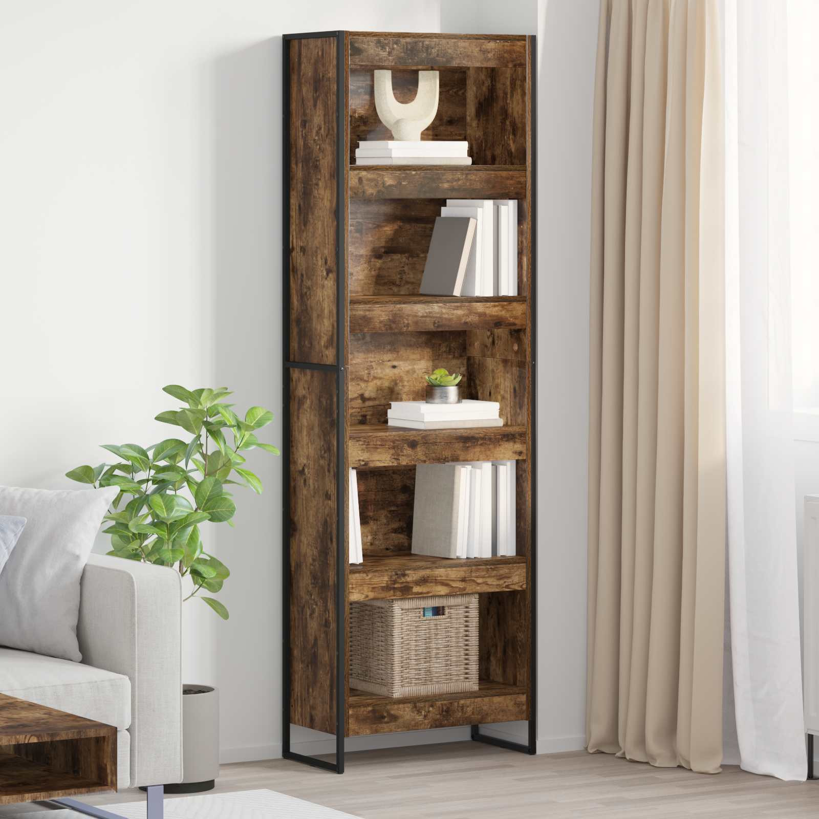 vidaXL Bücherregal 60 x 30 x 189,5 cm Holzwerkstoff Raucharbe