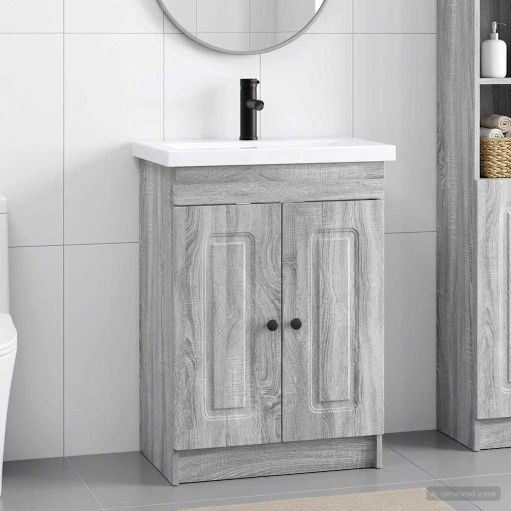 vidaXL Badezimmermöbel-Set Grau Sonoma 78,5 x 37,5 x 81 cm