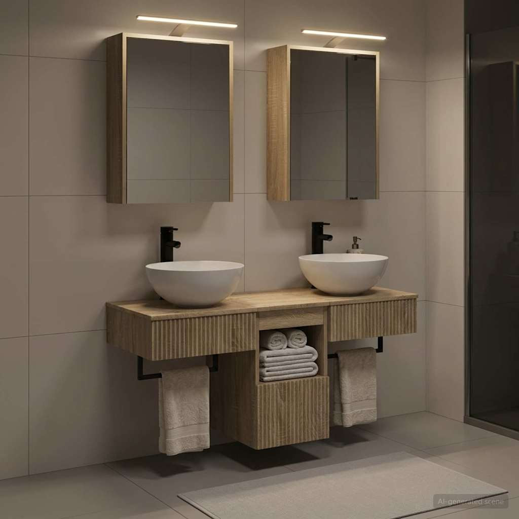 vidaXL Badezimmerschrank-Set 5 pcs Sonoma-Eiche 43 x 16 x 62,5 cm