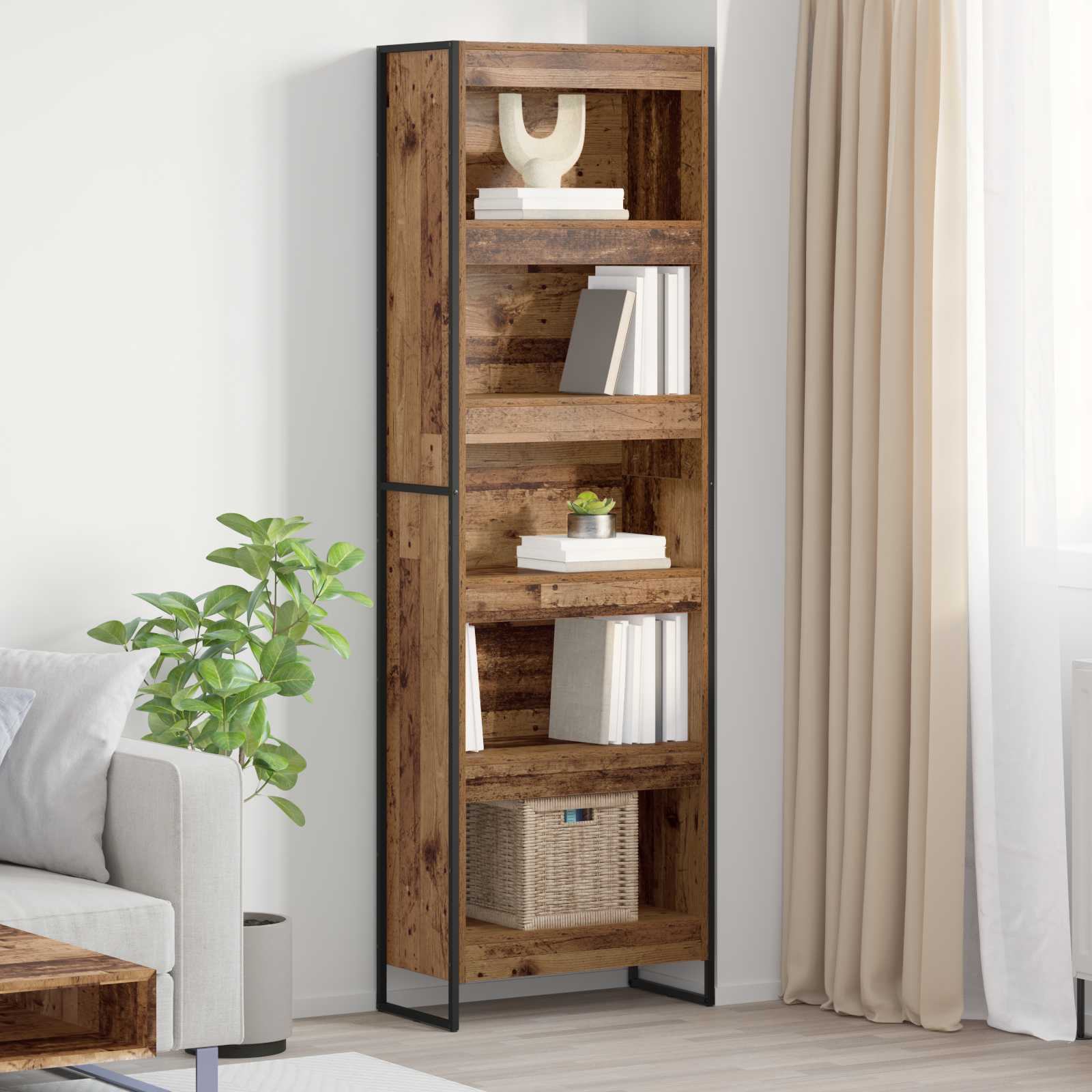 vidaXL Bücherregal 60 x 30 x 189,5 cm Holzwerkstoff Altholz