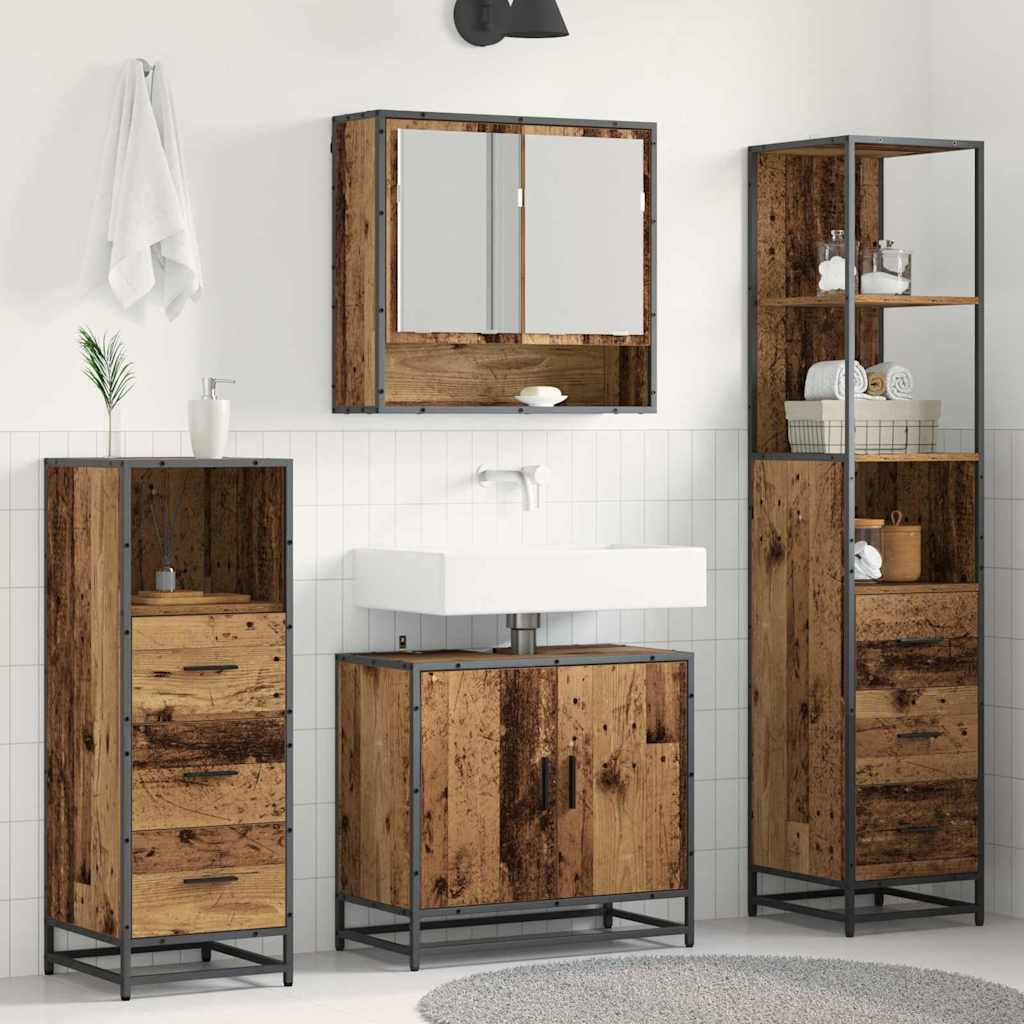 vidaXL Badezimmermöbel-Set mit Schubladen 4 pcs Altholz Holzwerkstoff