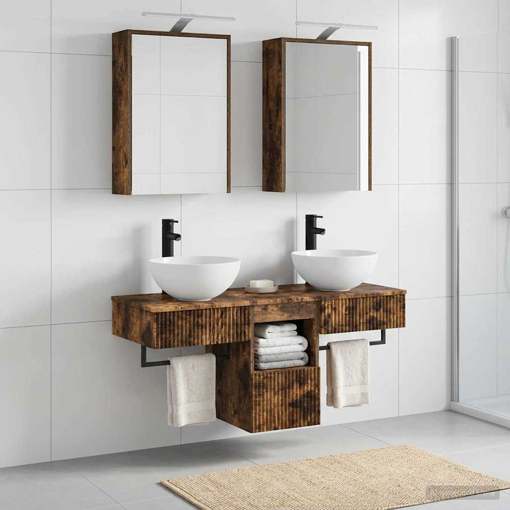 vidaXL Badezimmerschrank-Set 5 pcs Geräucherte Eiche 43 x 16 x 62,5 cm