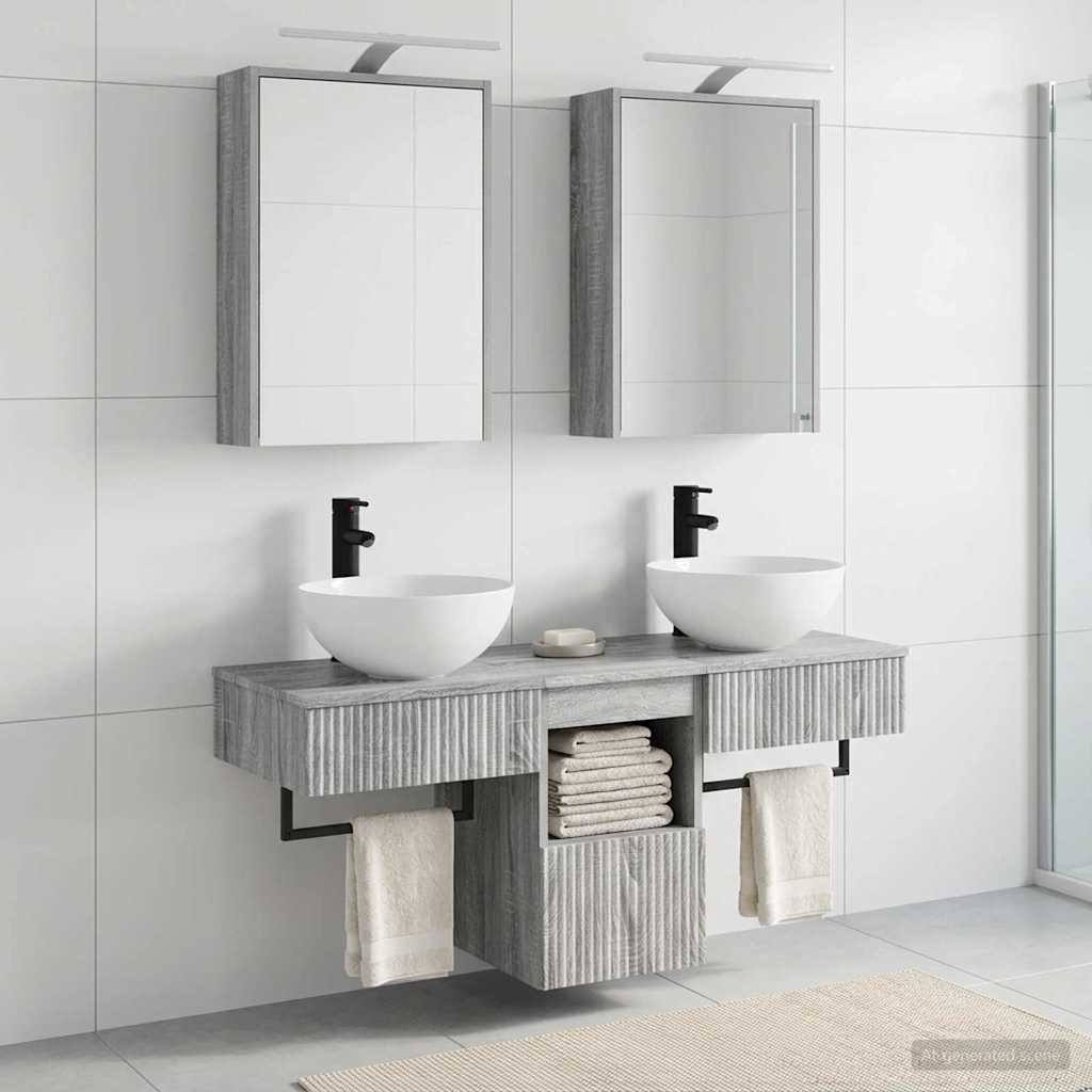 vidaXL Badezimmerschrank-Set 5 pcs Grau Sonoma 43 x 16 x 62,5 cm