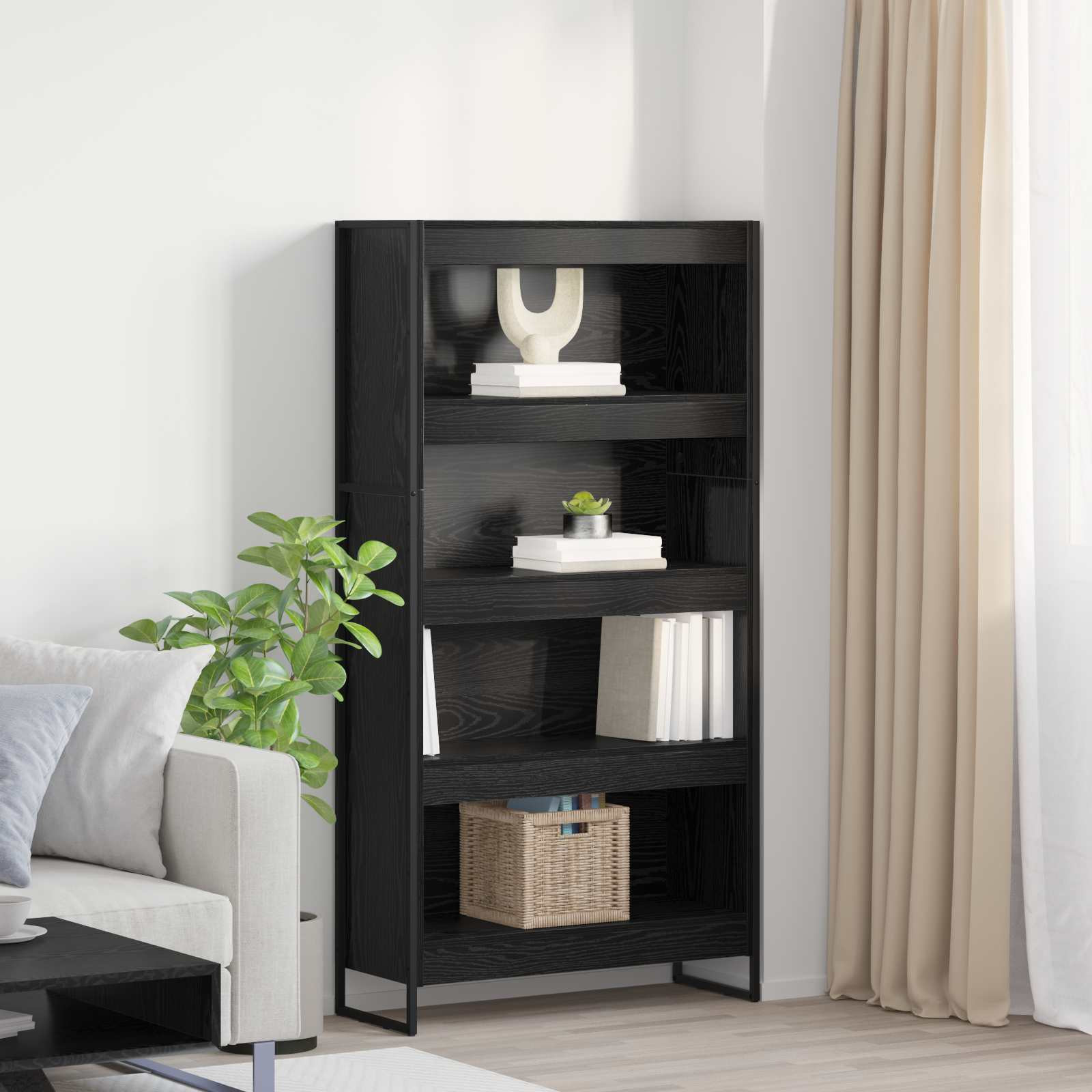 vidaXL Bücherregal 80 x 30 x 155 cm Holzwerkstoff Schwarz Eichen-Optik