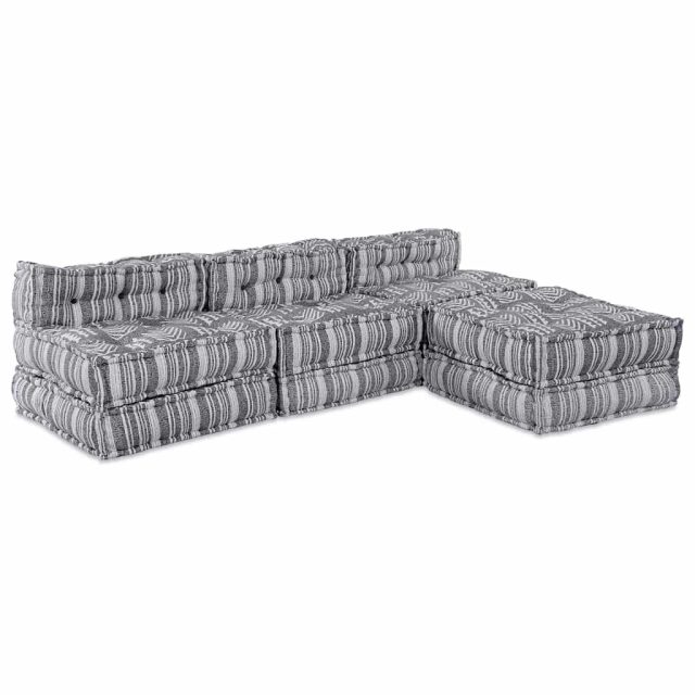 vidaXL Modulare Sofagarnitur 4 pcs Grau Druck Stoff
