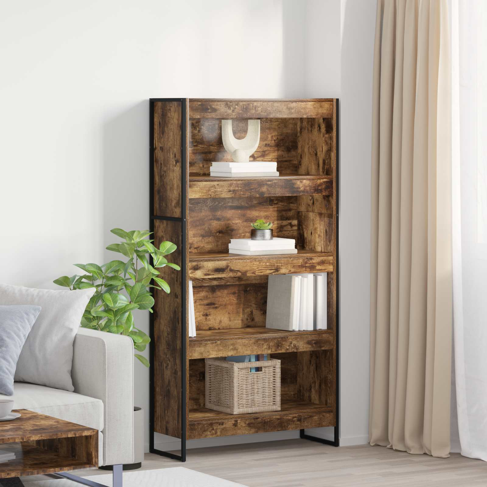 vidaXL Bücherregal 80 x 30 x 155 cm Holzwerkstoff Raucharbe