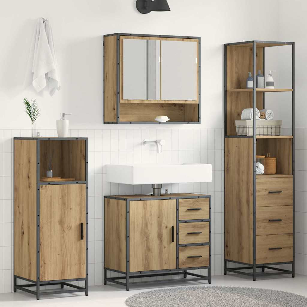 vidaXL Badezimmermöbel-Set 3 Stk. Artisan-Eiche 35 x 37,5 x 166 cm