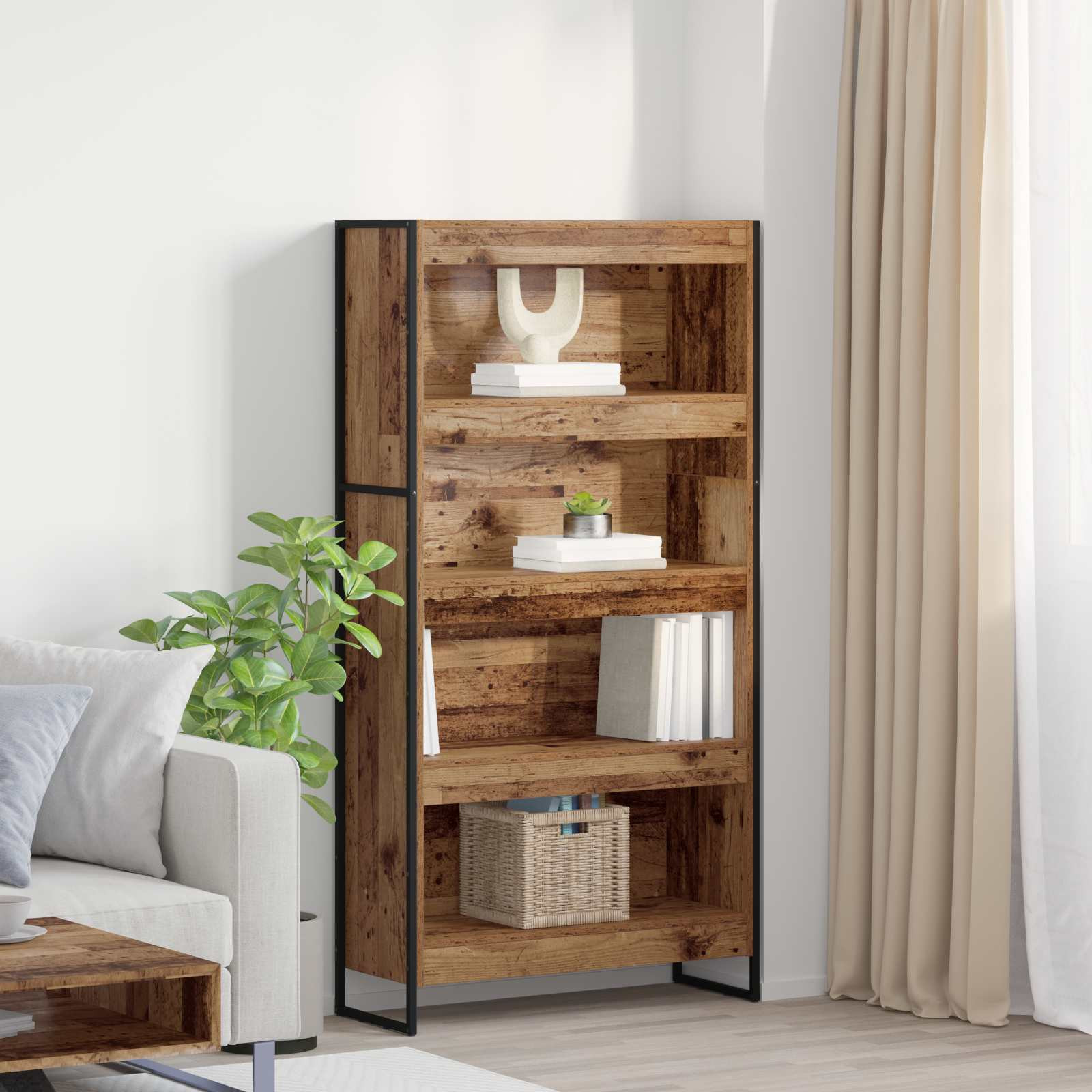 vidaXL Bücherregal 80 x 30 x 155 cm Holzwerkstoff Altholz