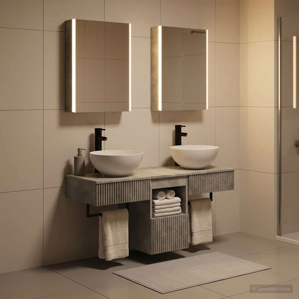 vidaXL Badezimmerschrank-Set 5 pcs Betongrau 43 x 11,5 x 60,5 cm