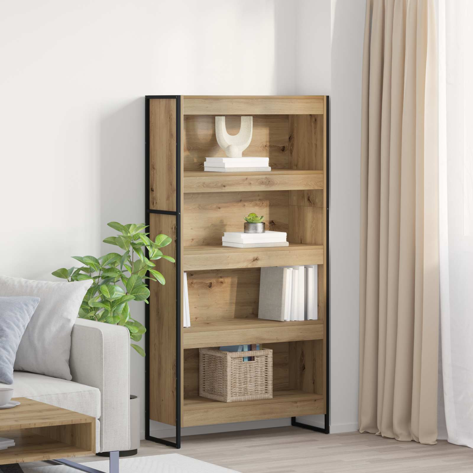 vidaXL Bücherregal 80 x 30 x 155 cm Holzwerkstoff Kunsthandwerk Eiche