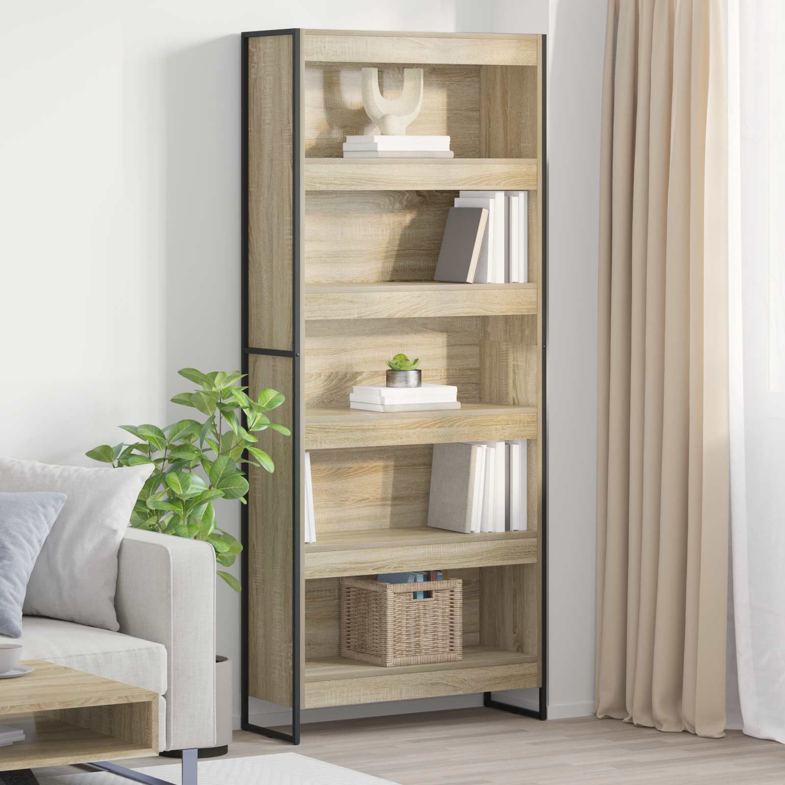 vidaXL Bücherregal 80 x 30 x 189,5 cm Holzwerkstoff Sonoma
