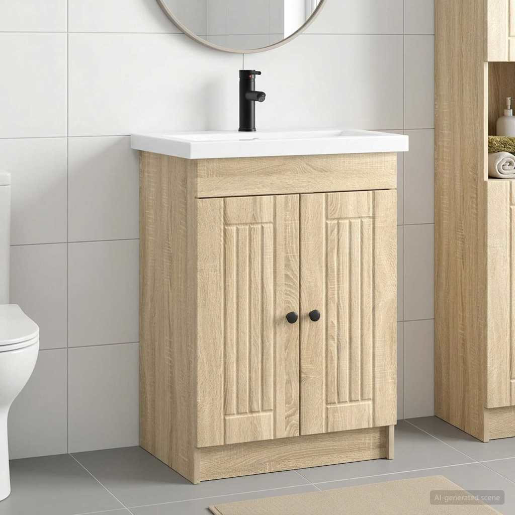 vidaXL Badezimmermöbel-Set Sonoma-Eiche 78,5 x 37,5 x 81 cm