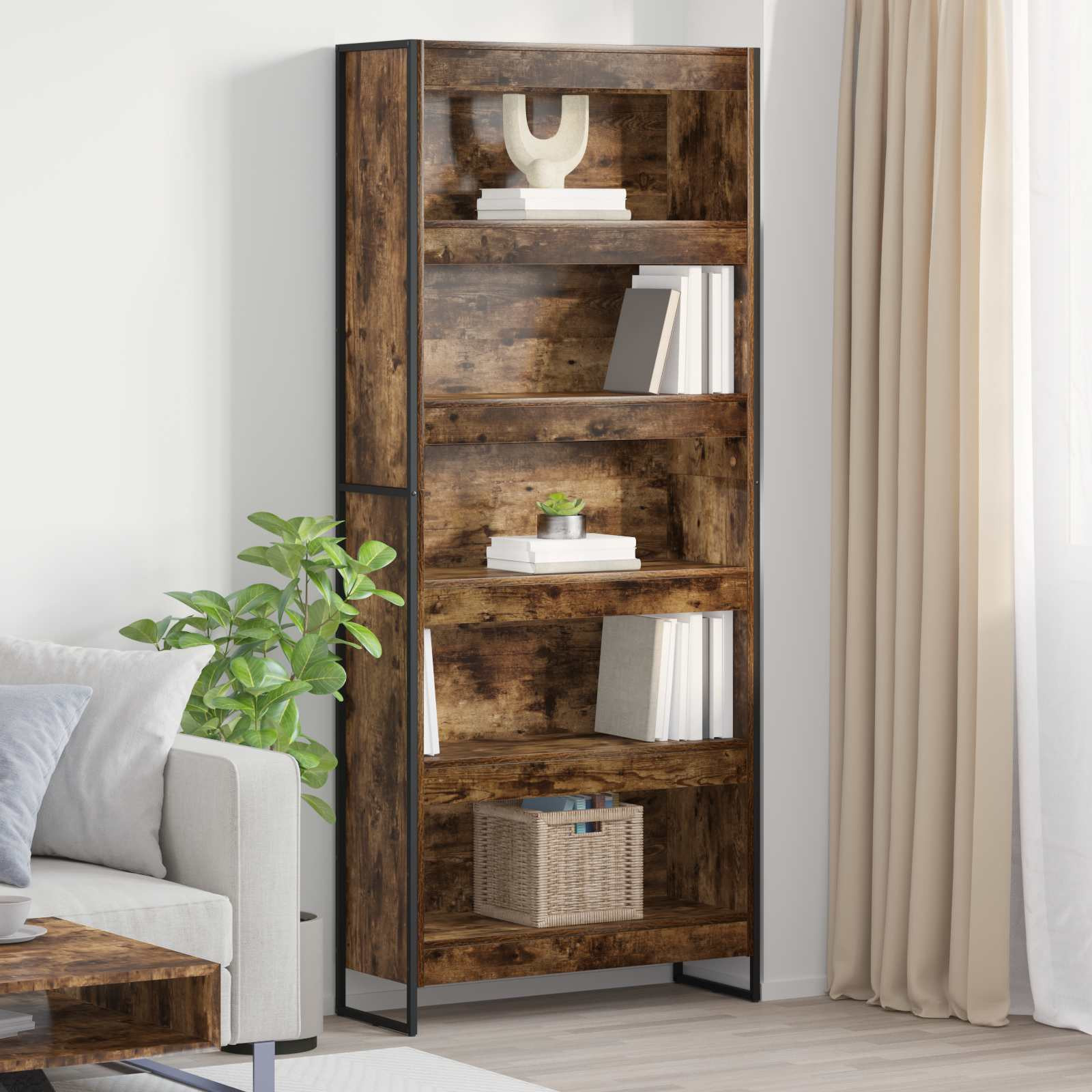 vidaXL Bücherregal 80 x 30 x 189,5 cm Holzwerkstoff Raucharbe