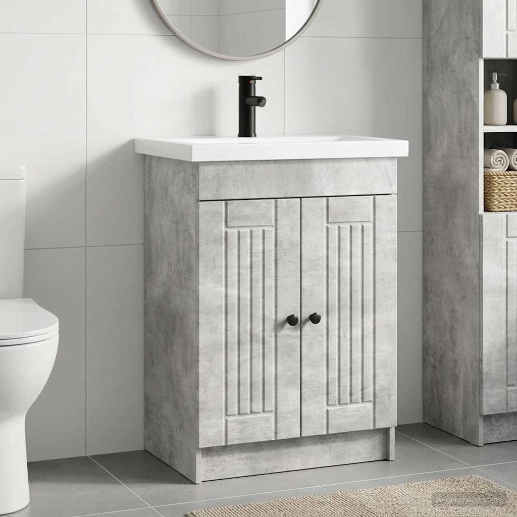 vidaXL Badezimmermöbel-Set Betongrau 78,5 x 37,5 x 81 cm Holzwerkstoff