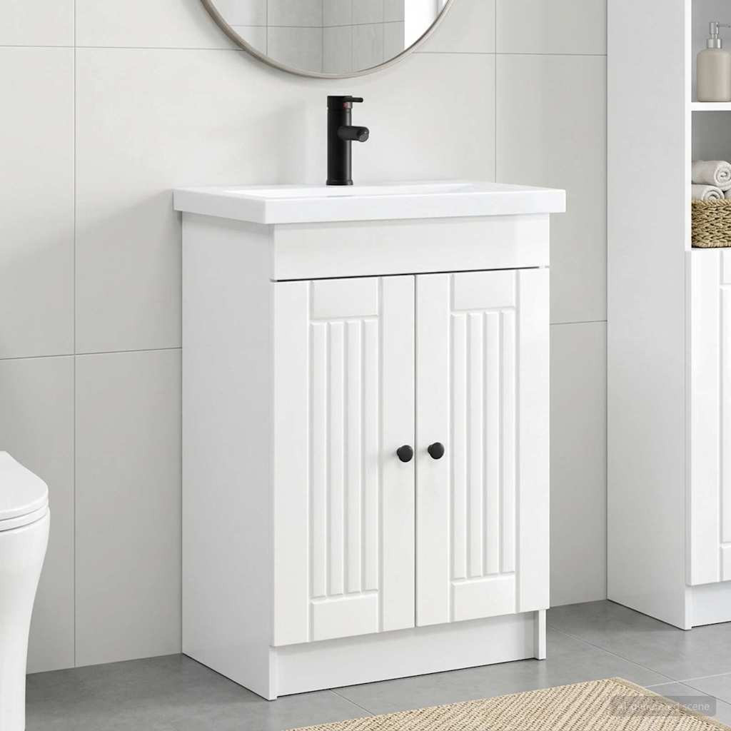 vidaXL Badezimmermöbel-Set Hochglanz Weiß 78,5 x 37,5 x 81 cm