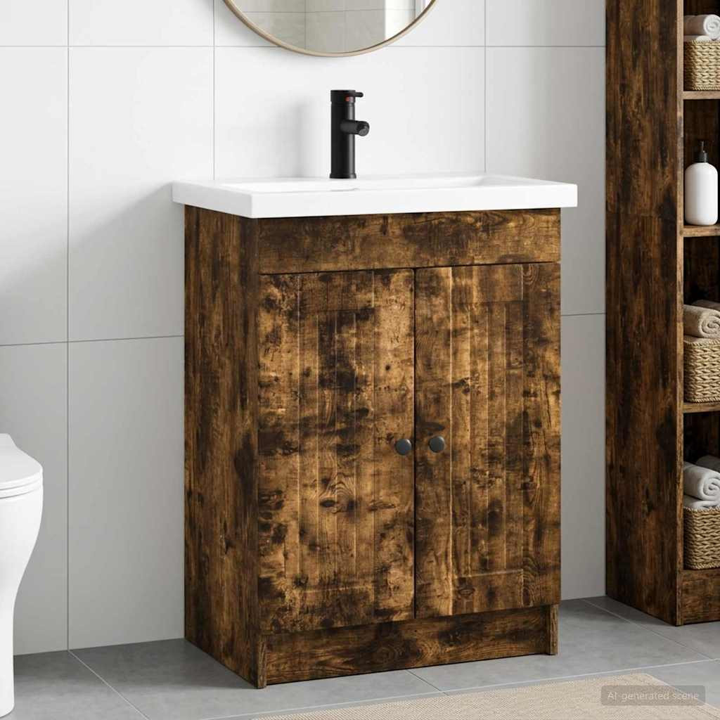 vidaXL Badezimmermöbel-Set Geräucherte Eiche 78,5 x 37,5 x 81 cm