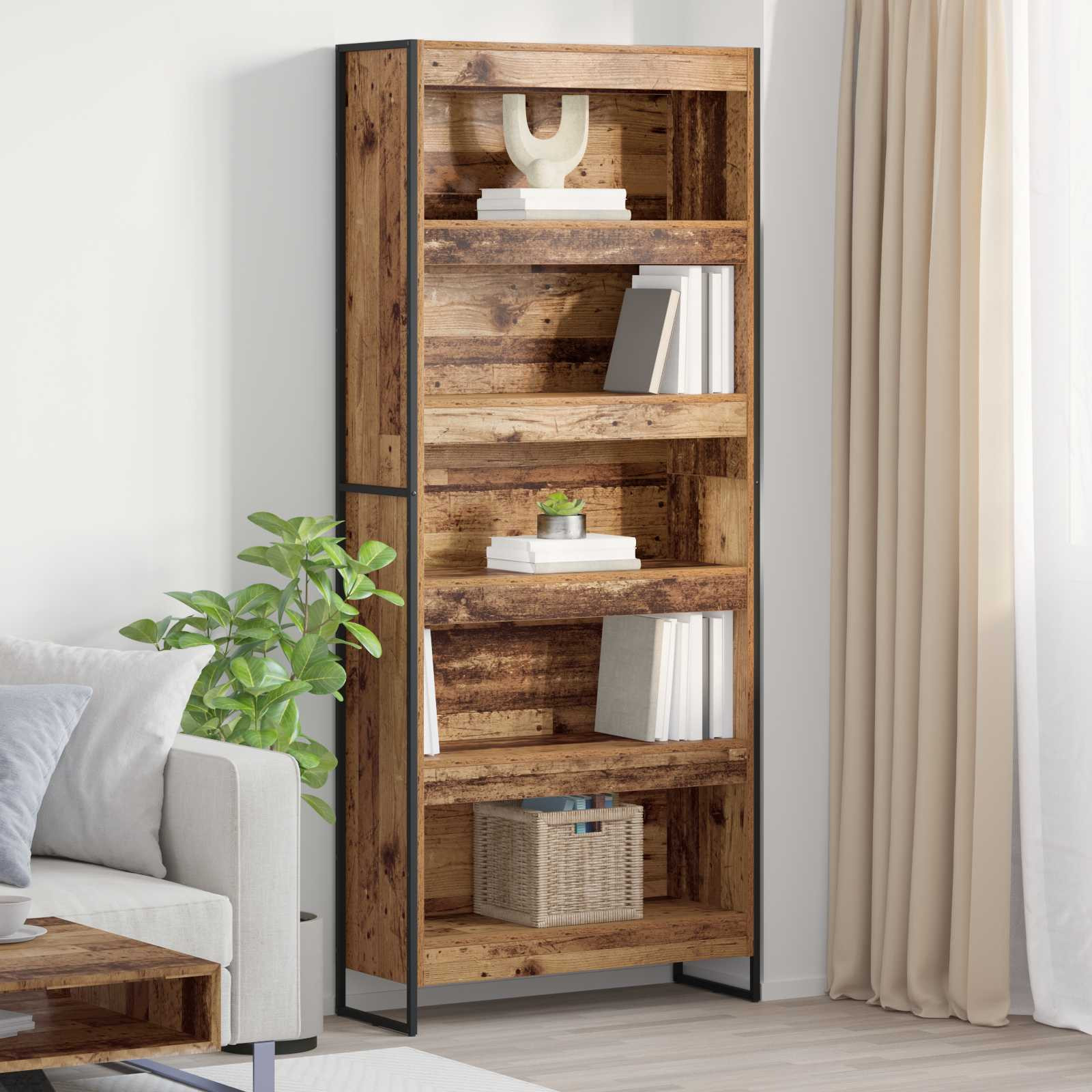 vidaXL Bücherregal 80 x 30 x 189,5 cm Holzwerkstoff Altholz
