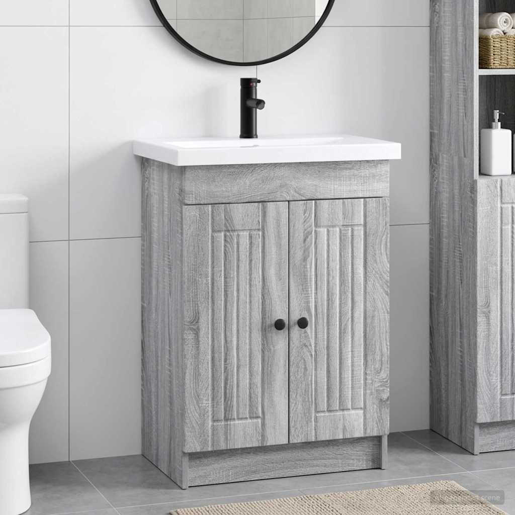 vidaXL Badezimmermöbel-Set Grau Sonoma 78,5 x 37,5 x 81 cm