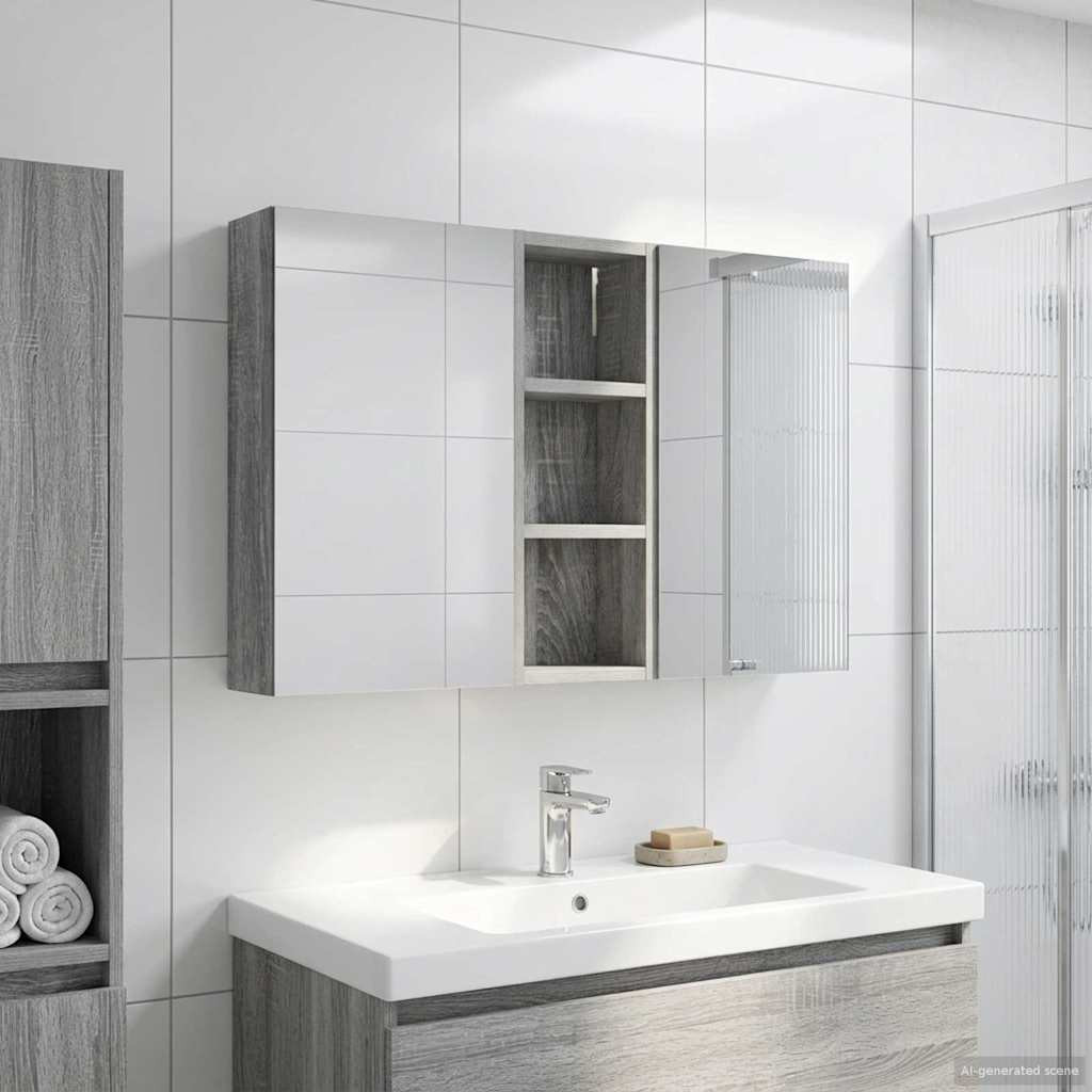 vidaXL Badezimmerschrank-Set 3 pcs 80 x 10,5 x 50 cm Holzwerkstoff