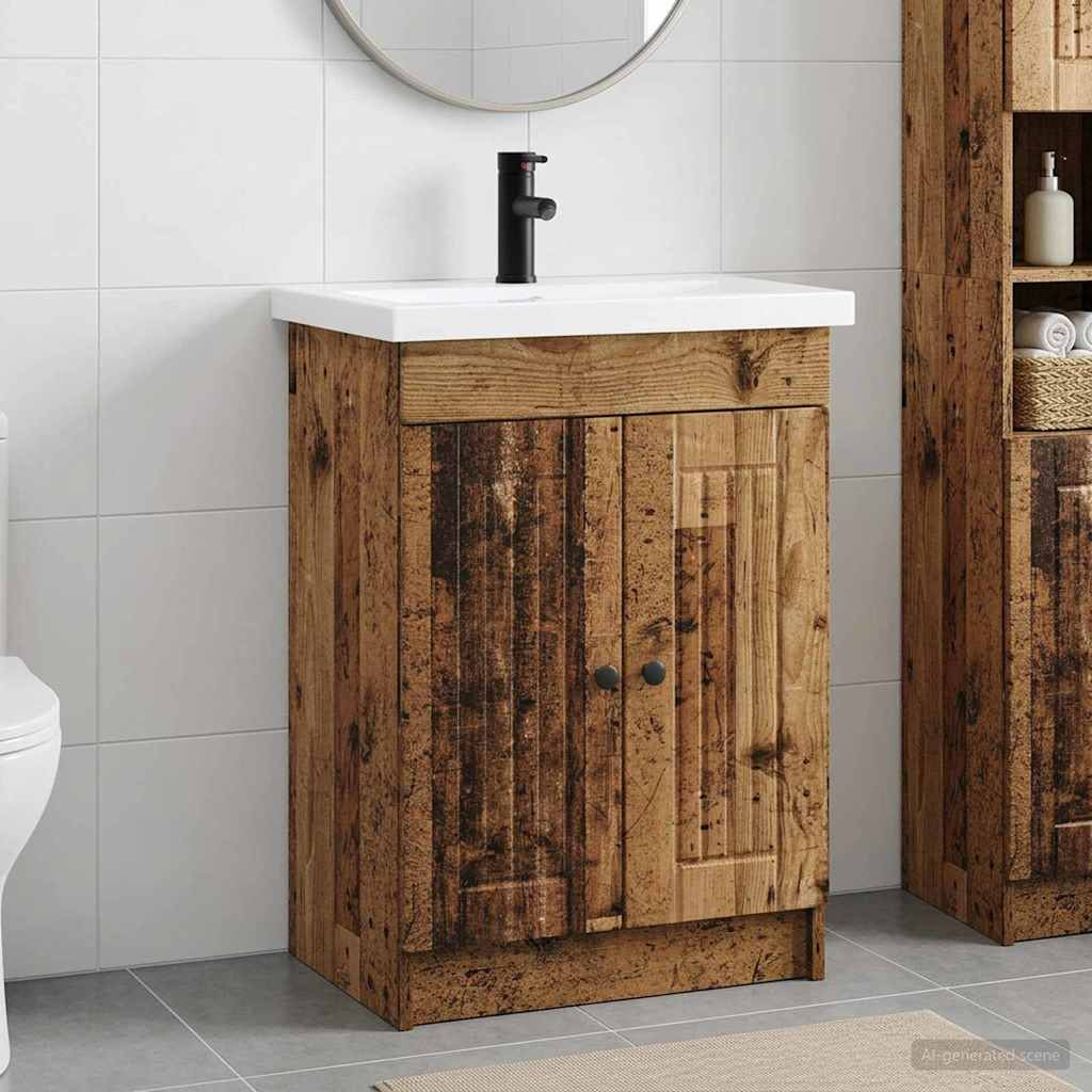 vidaXL Badezimmermöbel-Set Altholz 78,5 x 37,5 x 81 cm Holzwerkstoff