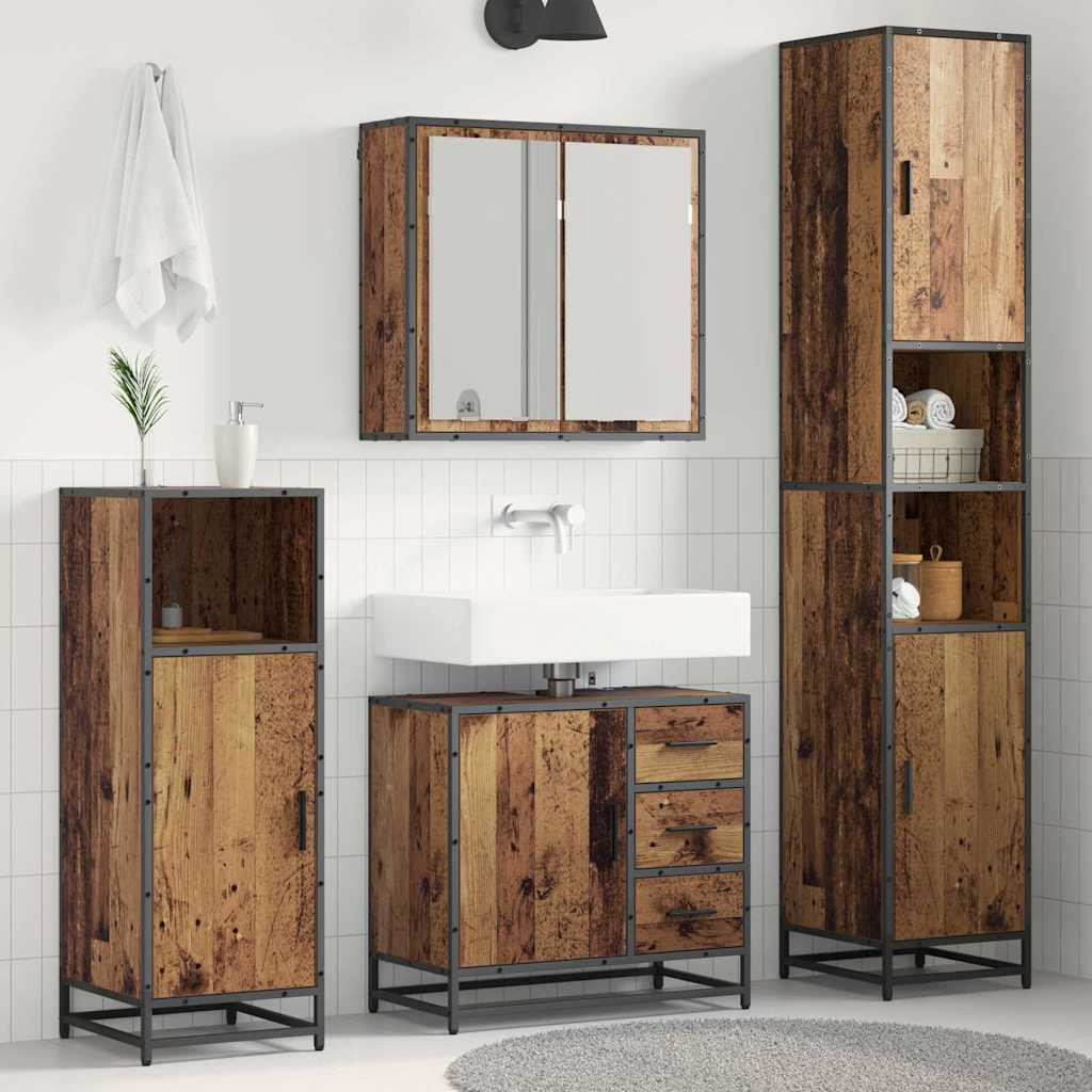 vidaXL Badezimmermöbel-Set mit Schubladen 3 pcs Altholz Holzwerkstoff