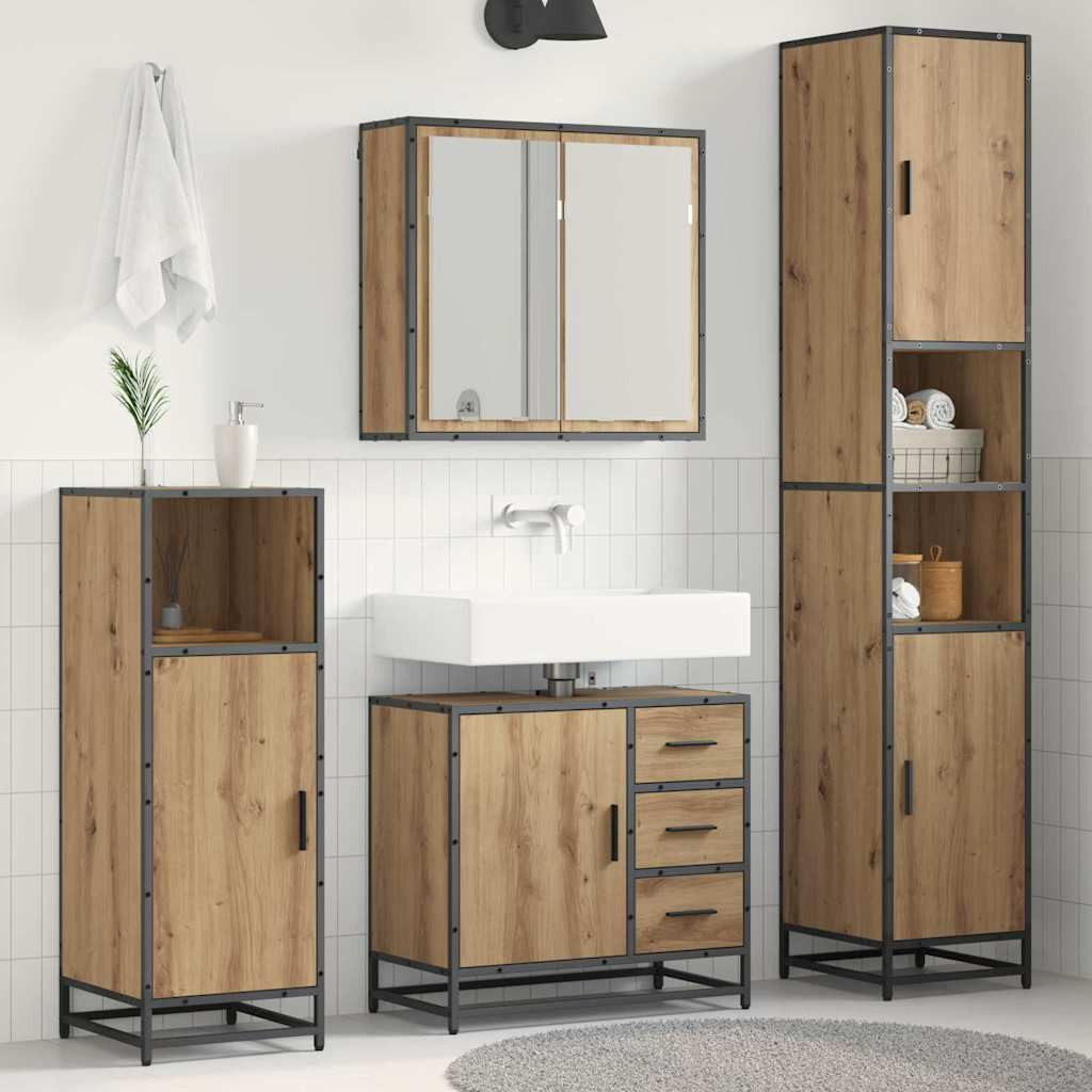 vidaXL Badezimmermöbel-Set 3 Stk. Artisan-Eiche 65 x 33 x 60 cm