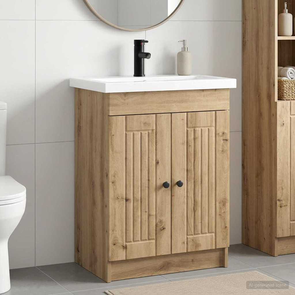 vidaXL Badezimmermöbel-Set Artisan-Eiche 78,5 x 37,5 x 81 cm
